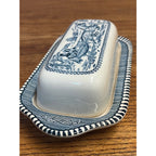 Vintage Royal China Currier & Ives "The Road in Winter" 2 PC Covered Butter Dish