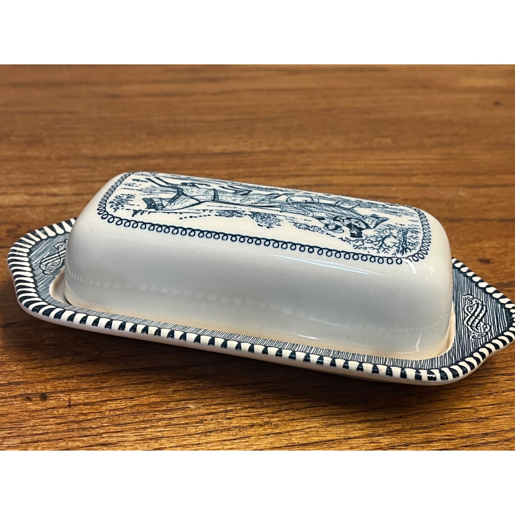 Vintage Royal China Currier & Ives "The Road in Winter" 2 PC Covered Butter Dish