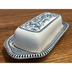 Vintage Royal China Currier & Ives "The Road in Winter" 2 PC Covered Butter Dish