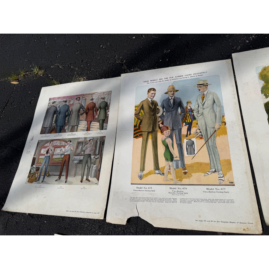 Vintage Lot Tailoring Clothing Display Signs Advertising Coats Palm Beach Suits