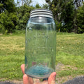 Antique Blue Aqua Mason Jar Patent 1858 Quart W/ Lid #152 Nice Bubbles