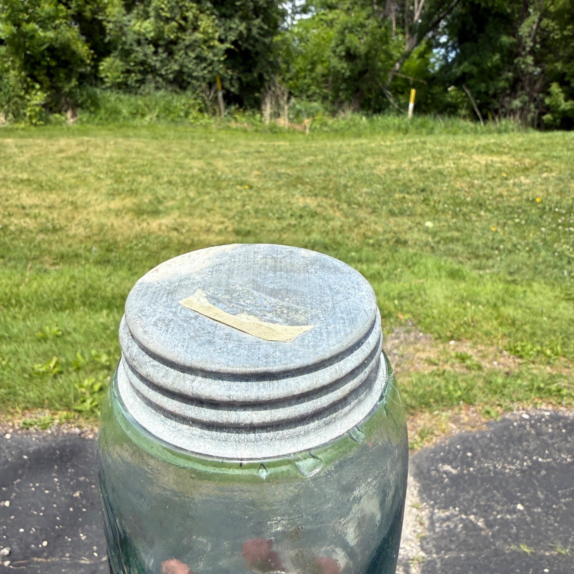 Antique Blue Aqua Mason Jar Patent 1858 Quart W/ Lid #152 Nice Bubbles