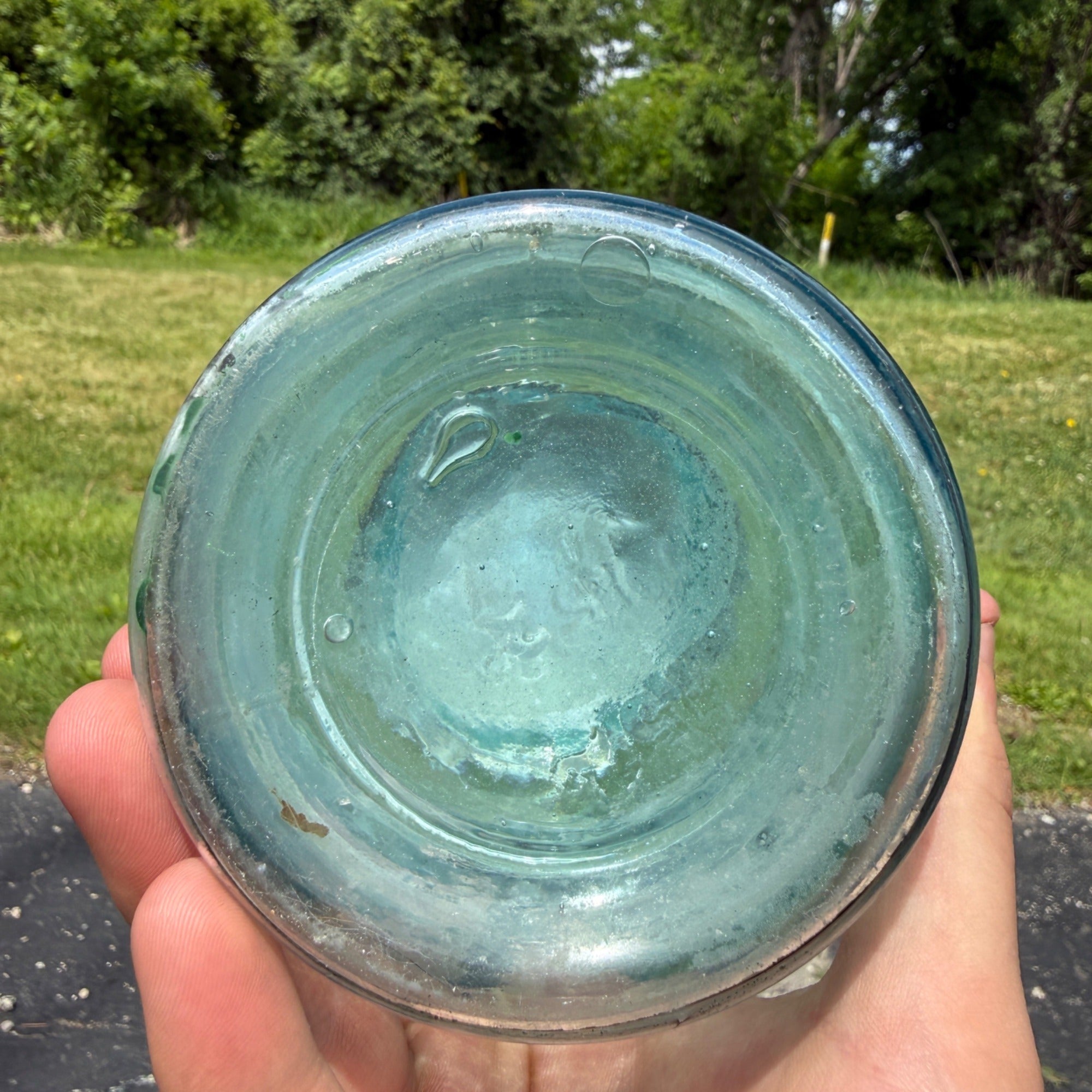 Antique Blue Aqua Mason Jar Patent 1858 Quart W/ Lid #152 Nice Bubbles