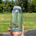 Antique Blue Aqua Mason Jar Patent 1858 Quart W/ Lid #152 Nice Bubbles