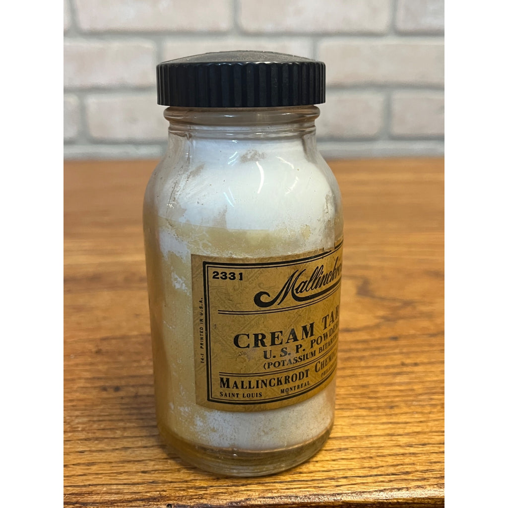 Vintage Mallinckrodt Cream of Tartar USP Pharmacy Chemical Reagent Bottle Drug Store