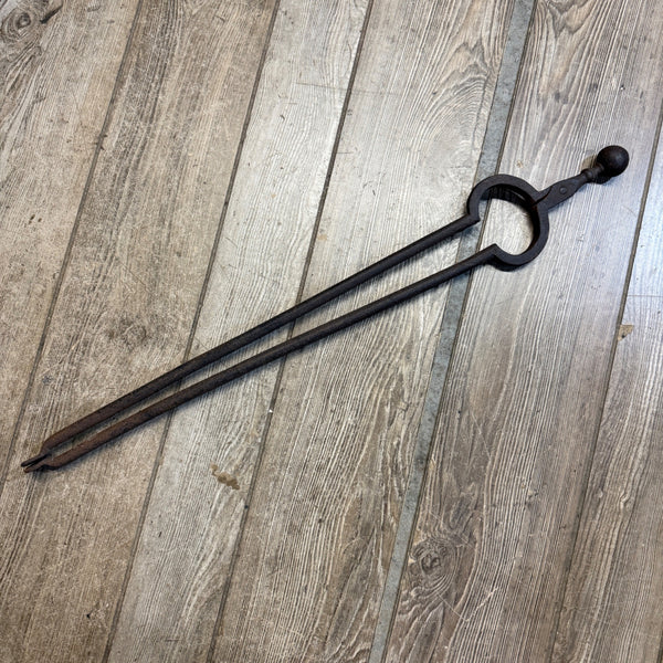 Antique Cast Iron Fire Tongs Coal Log Fireside Fireplace 26.5"