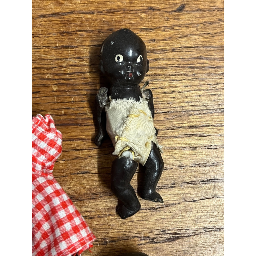 Vintage Black Americana 1900s Bisque Jointed Baby Dolls Lot (3)