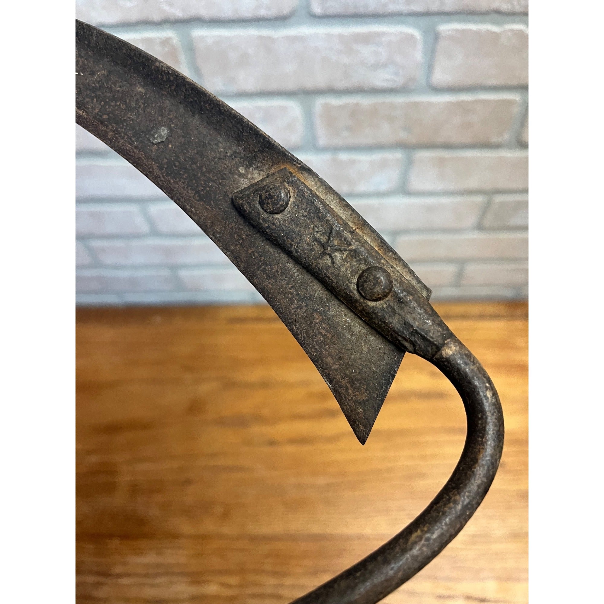 Antique Primitive Harvest Star marked Sickle Scythe Tool Early Wall Decor