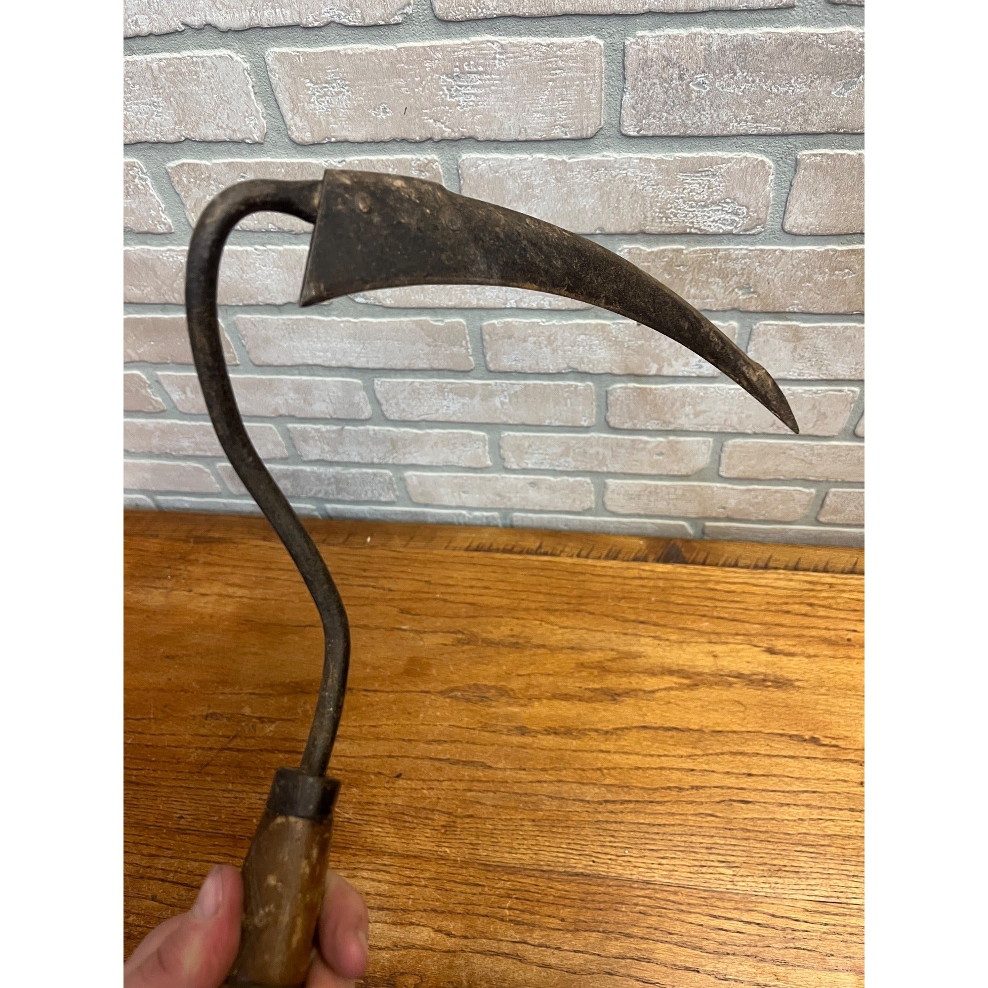 Antique Primitive Harvest Star marked Sickle Scythe Tool Early Wall Decor