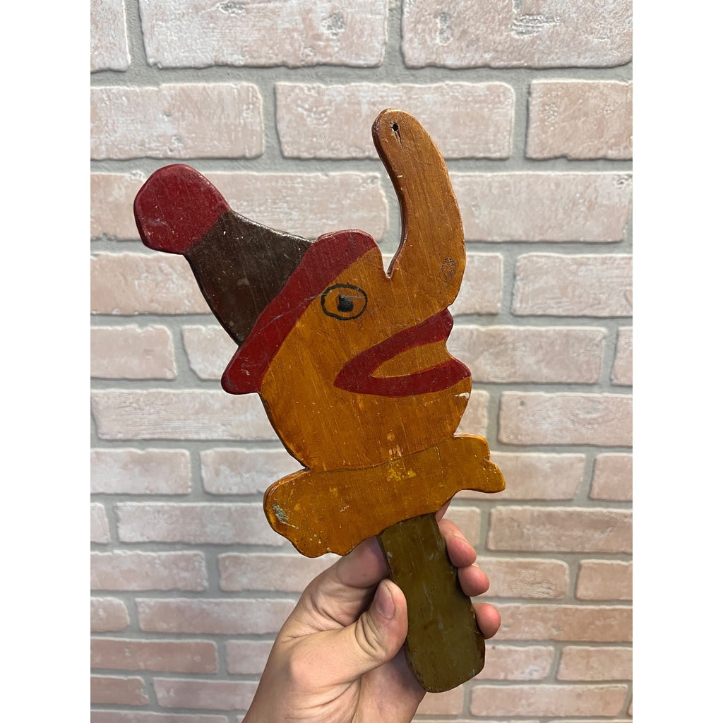 Vintage Folk Art Ring Toss Game Americana Nose Head Handmade Wood Child Antique