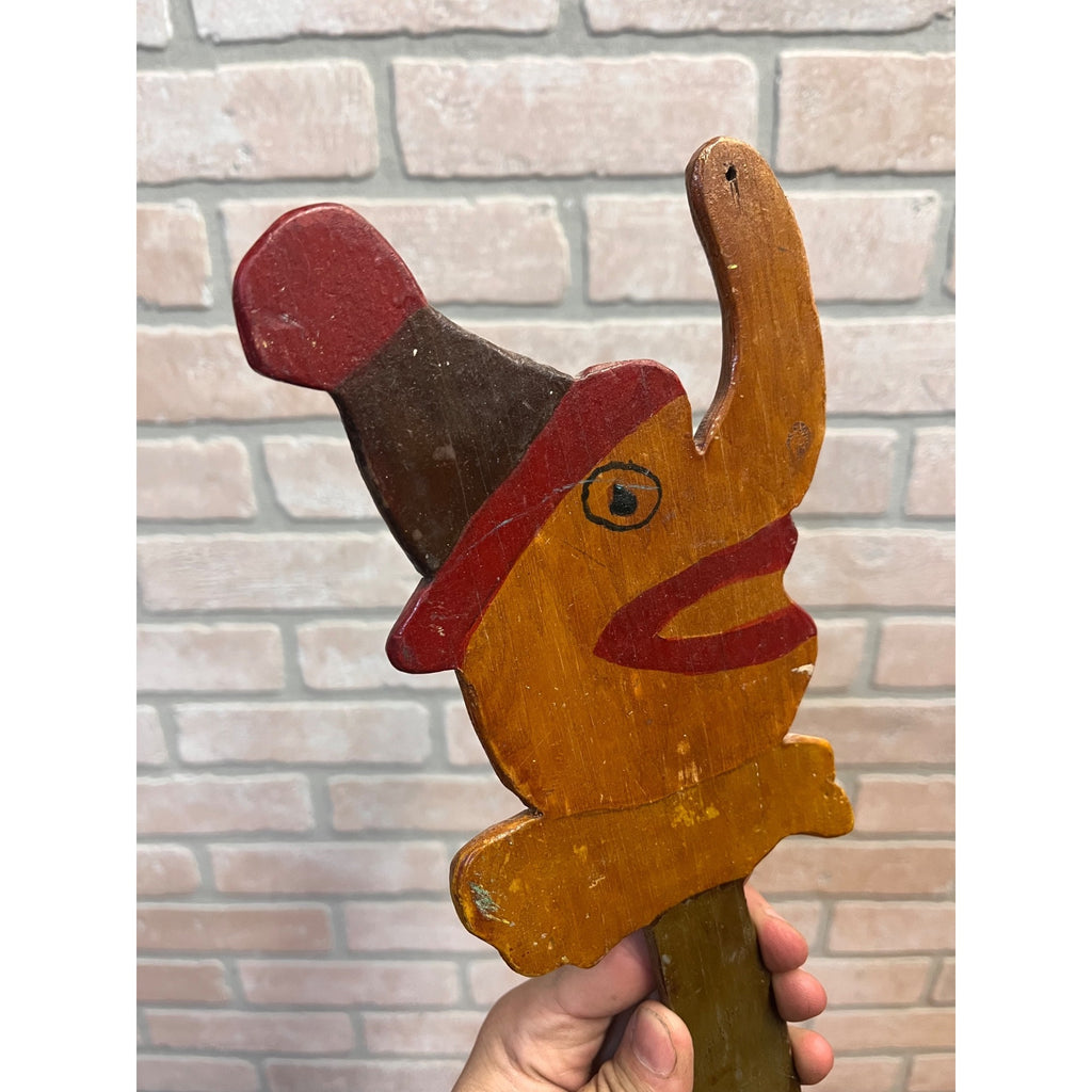 Vintage Folk Art Ring Toss Game Americana Nose Head Handmade Wood Child Antique