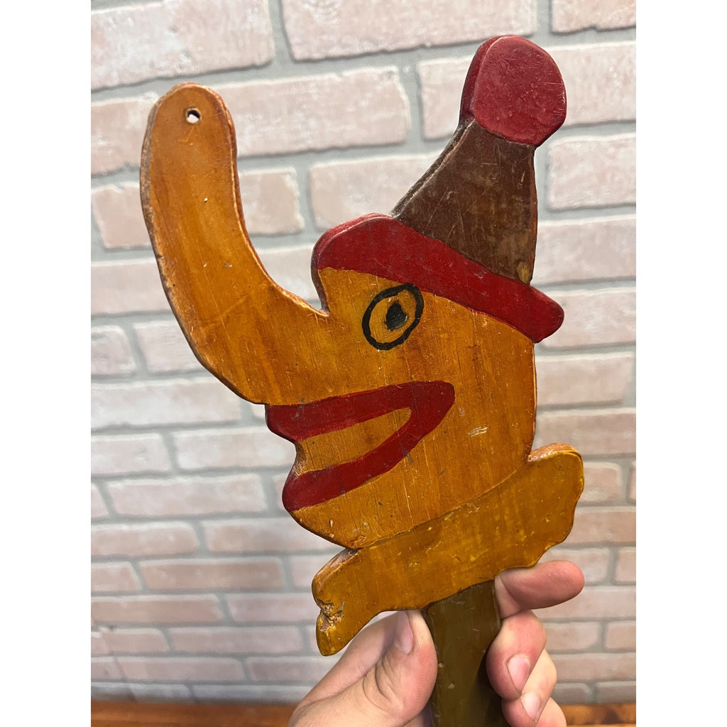 Vintage Folk Art Ring Toss Game Americana Nose Head Handmade Wood Child Antique