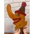 Vintage Folk Art Ring Toss Game Americana Nose Head Handmade Wood Child Antique