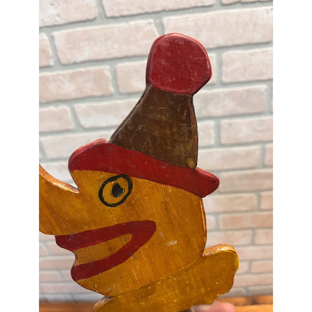Vintage Folk Art Ring Toss Game Americana Nose Head Handmade Wood Child Antique