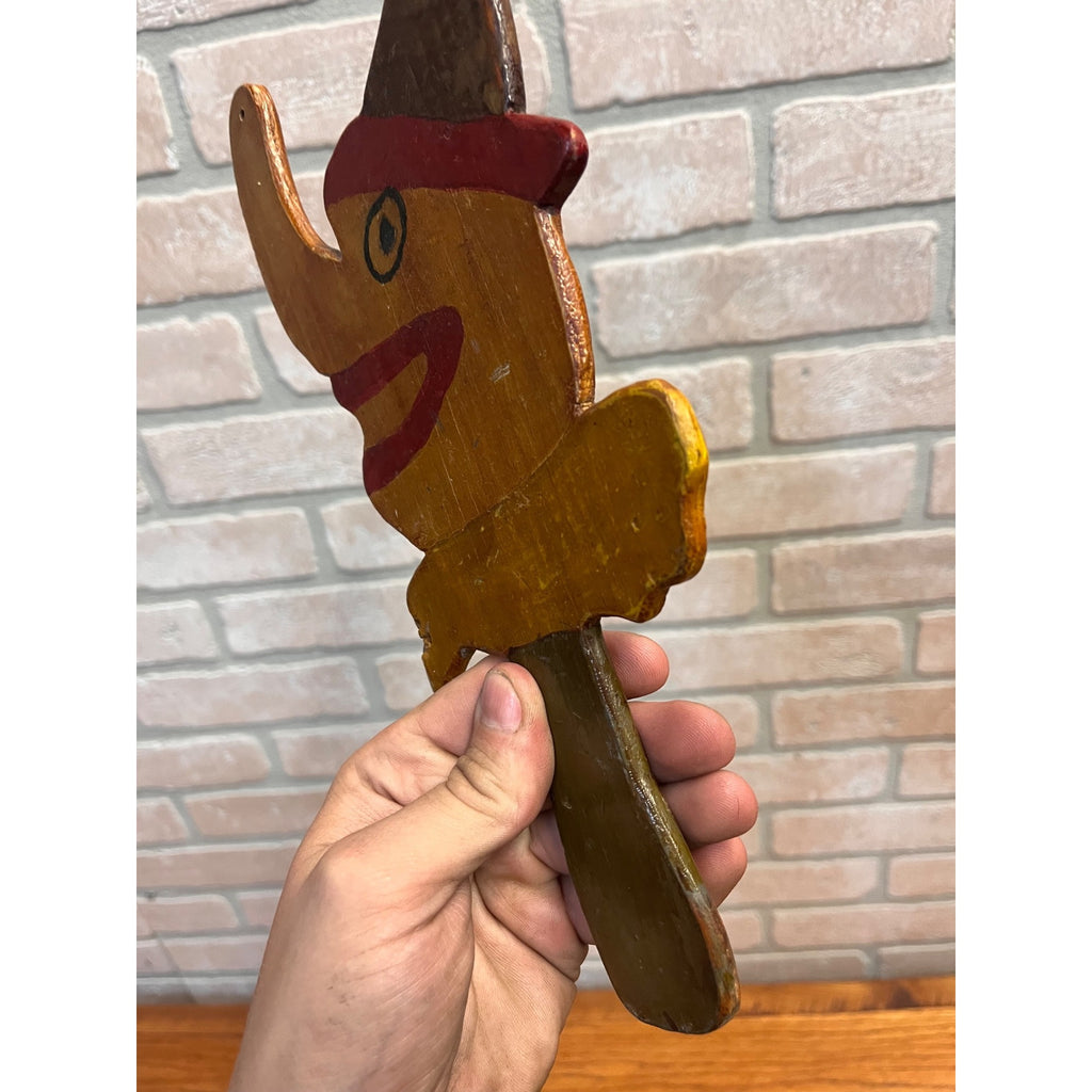 Vintage Folk Art Ring Toss Game Americana Nose Head Handmade Wood Child Antique
