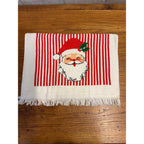 VTG CANNON Christmas Kitsch Candy Cane Stripe Snowman & Santa Kitchen/Tea Towel