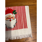 VTG CANNON Christmas Kitsch Candy Cane Stripe Snowman & Santa Kitchen/Tea Towel