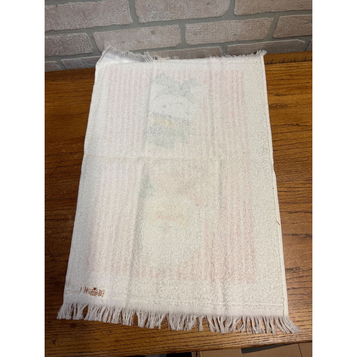 VTG CANNON Christmas Kitsch Candy Cane Stripe Snowman & Santa Kitchen/Tea Towel