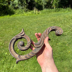 Antique Cast Iron Ornamental Scroll Accent Decor Architectural Salvage Piece Rustic 1900s