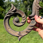Antique Cast Iron Ornamental Scroll Accent Decor Architectural Salvage Piece Rustic 1900s