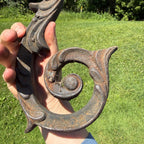 Antique Cast Iron Ornamental Scroll Accent Decor Architectural Salvage Piece Rustic 1900s