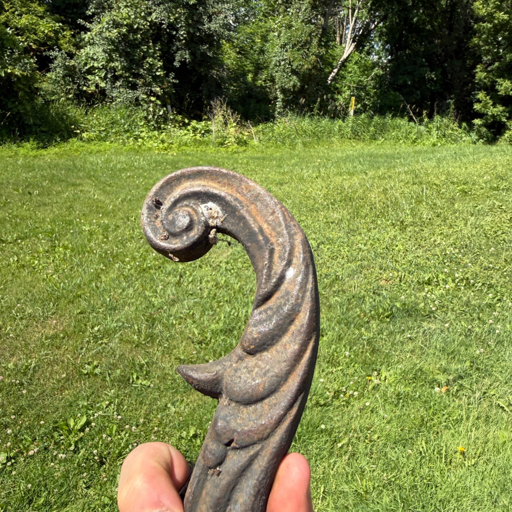 Antique Cast Iron Ornamental Scroll Accent Decor Architectural Salvage Piece Rustic 1900s