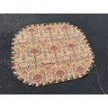 Antique Victorian Jacquard Woven Table Cover Piano Scarf Fringe Floral 46.5x56"