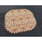 Antique Victorian Jacquard Woven Table Cover Piano Scarf Fringe Floral 46.5x56"