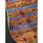 Antique Victorian Jacquard Woven Table Cover Piano Scarf Fringe Floral 46.5x56"