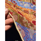 Antique Victorian Jacquard Woven Table Cover Piano Scarf Fringe Floral 46.5x56"