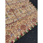 Antique Victorian Jacquard Woven Table Cover Piano Scarf Fringe Floral 46.5x56"