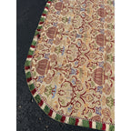 Antique Victorian Jacquard Woven Table Cover Piano Scarf Fringe Floral 46.5x56"