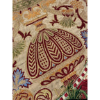 Antique Victorian Jacquard Woven Table Cover Piano Scarf Fringe Floral 46.5x56"