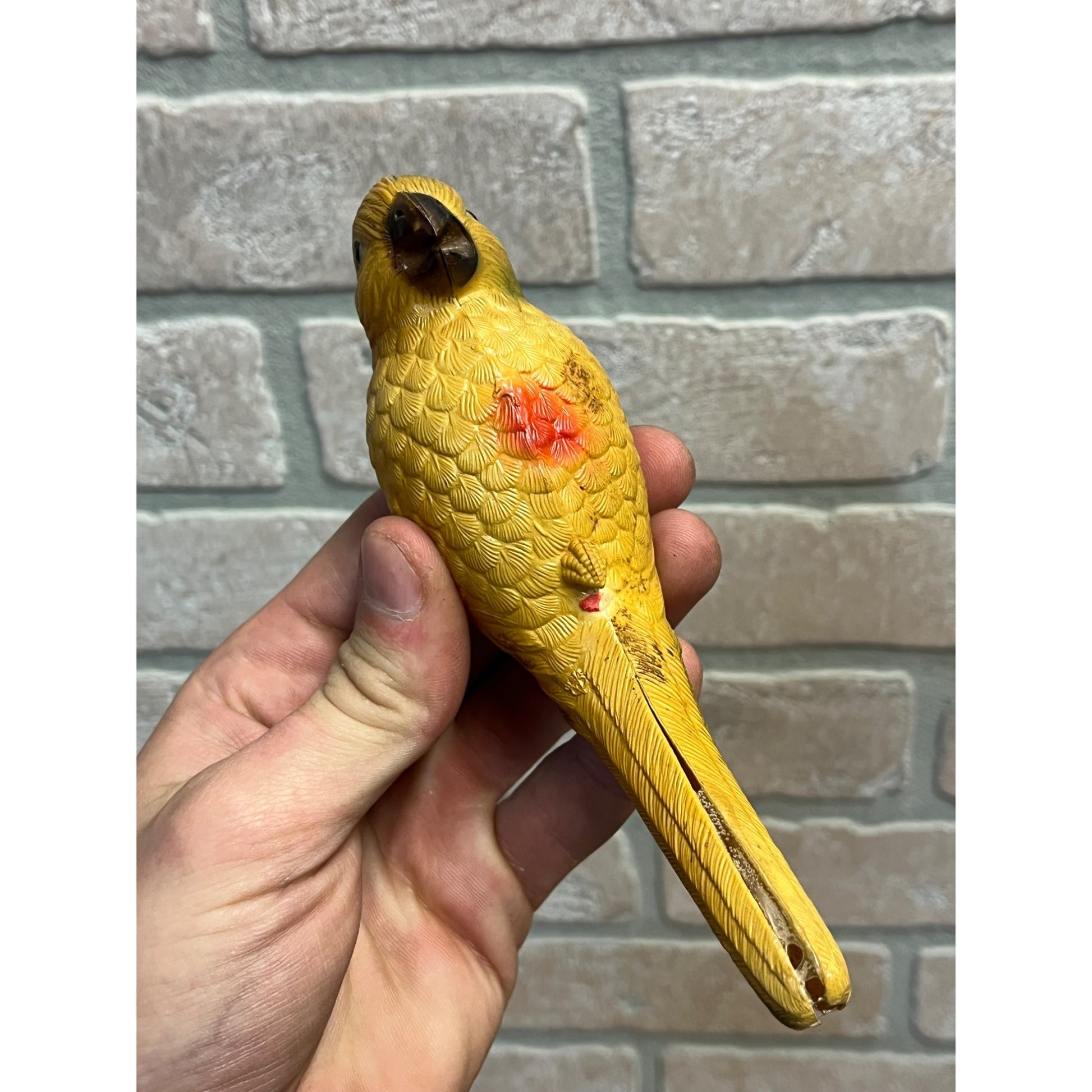 Vintage Parrot Birds Celluloid Toy Christmas Putz Decoration Ornaments Lot (2)