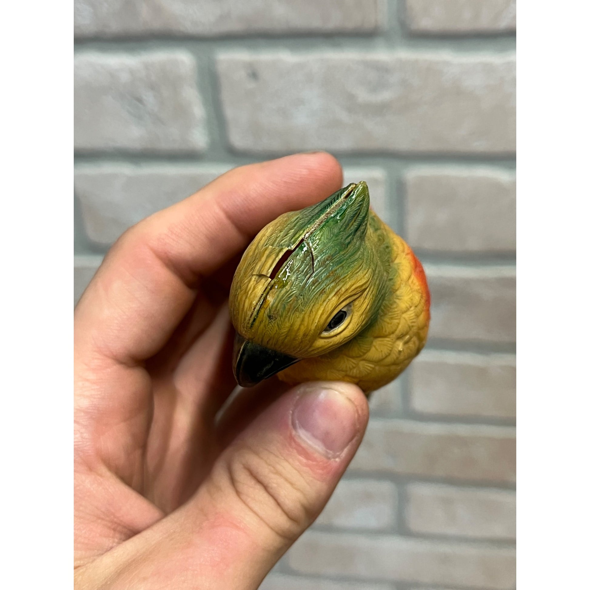 Vintage Parrot Birds Celluloid Toy Christmas Putz Decoration Ornaments Lot (2)