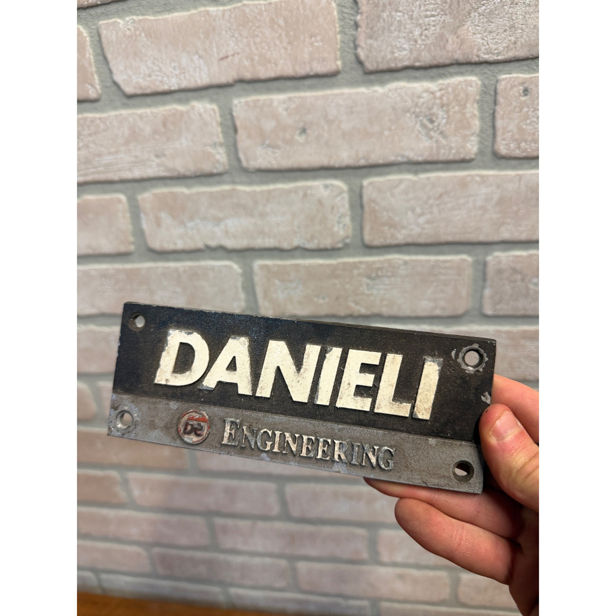 Vintage Danieli Engineering Cast Aluminum Steampunk Machine Sign Plaque