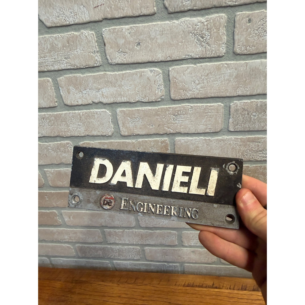 Vintage Danieli Engineering Cast Aluminum Steampunk Machine Sign Plaque
