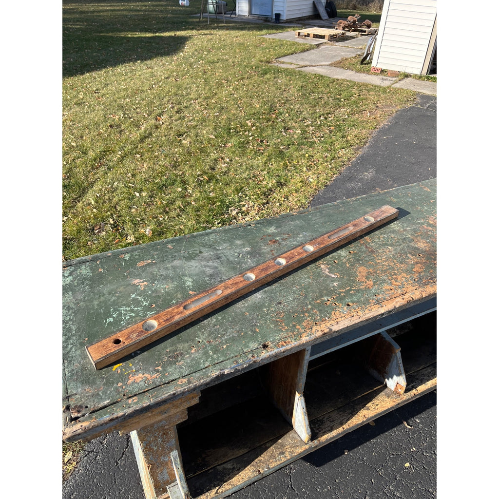 Vintage Wooden 4ft Carpenter's Level Tool Brass & Wood 48" Stanley?