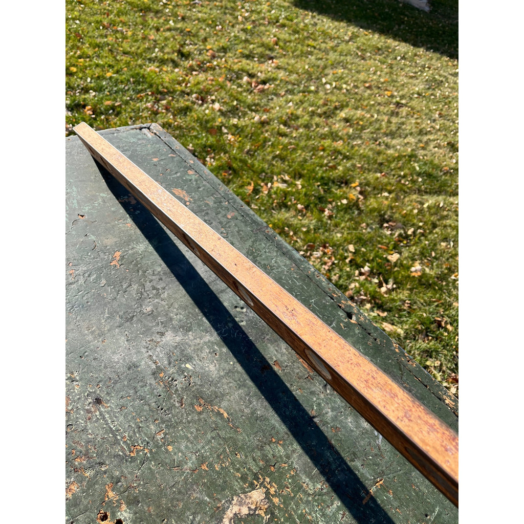 Vintage Wooden 4ft Carpenter's Level Tool Brass & Wood 48" Stanley?