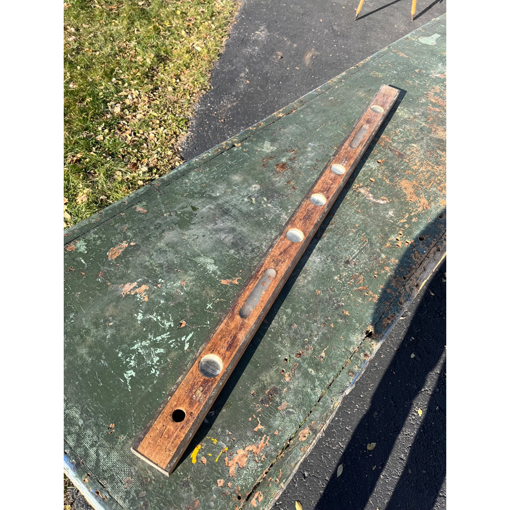 Vintage Wooden 4ft Carpenter's Level Tool Brass & Wood 48" Stanley?