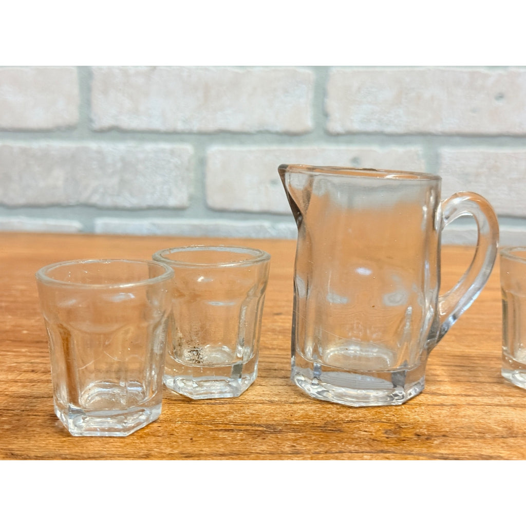 Vintage Child's Miniature Glass Iced Tea Pitcher & Drinking Glasses