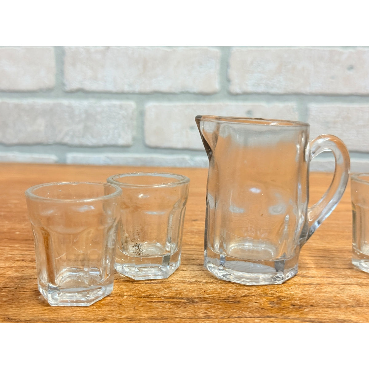 Vintage Child's Miniature Glass Iced Tea Pitcher & Drinking Glasses