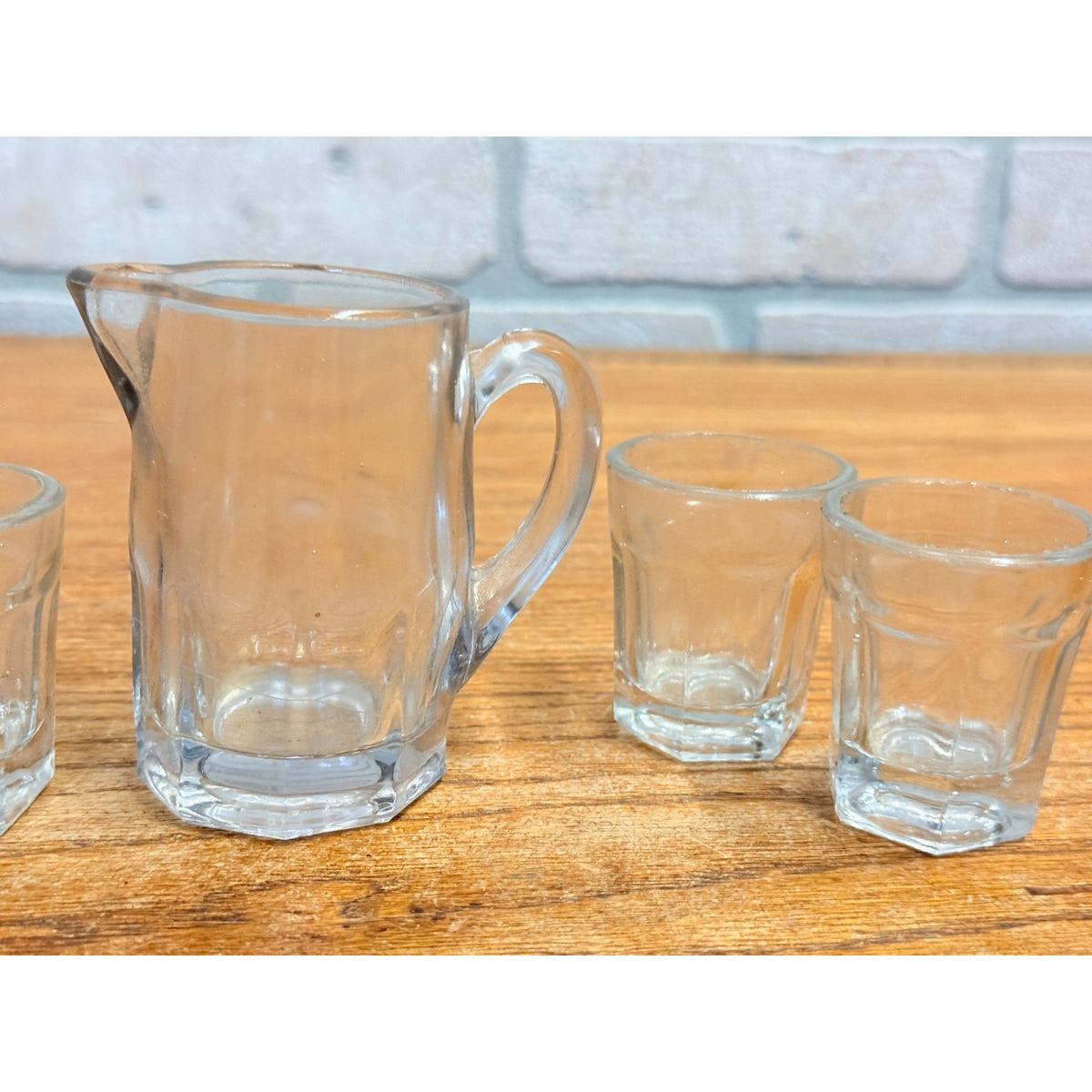 Vintage Child's Miniature Glass Iced Tea Pitcher & Drinking Glasses