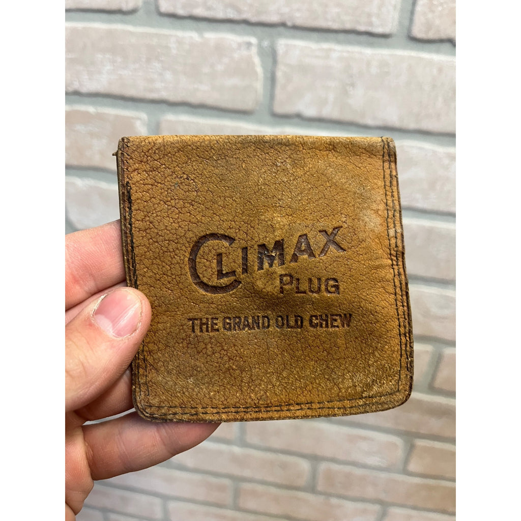 Vintage Climax Chewing Tobacco Plug Leather Pocket Pouch With Snap Flap Closure