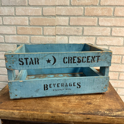 Vintage Blue Star & Crescent Waupun Wis Soda Crate Case Wisconsin