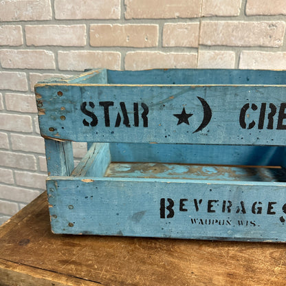 Vintage Blue Star & Crescent Waupun Wis Soda Crate Case Wisconsin