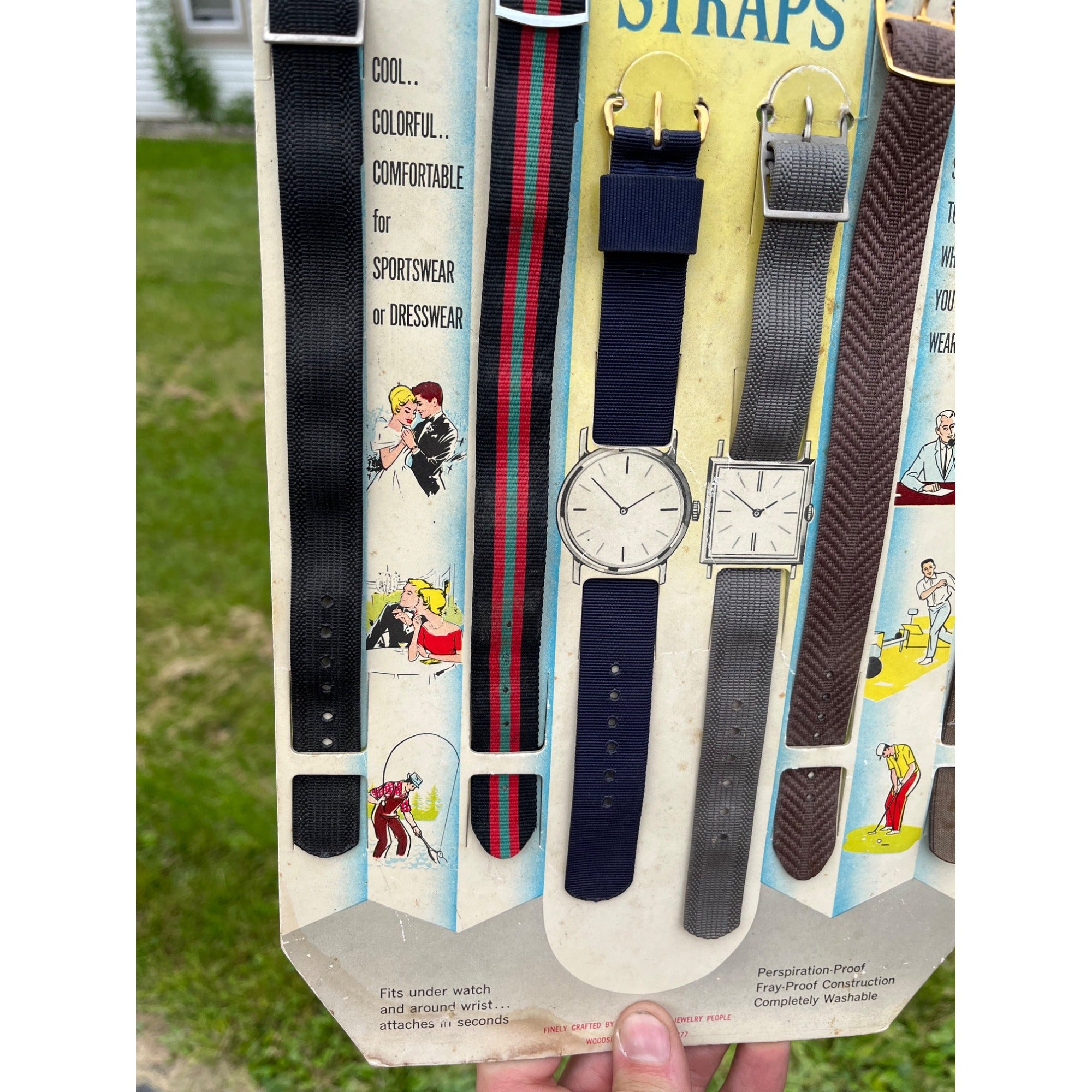 Vintage JB Wrist Watch Nylon Straps Store Display Advertising Sign Easelback