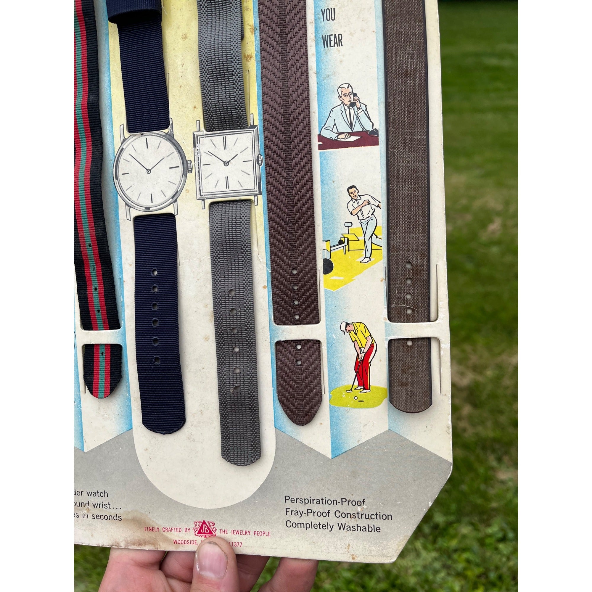 Vintage JB Wrist Watch Nylon Straps Store Display Advertising Sign Easelback