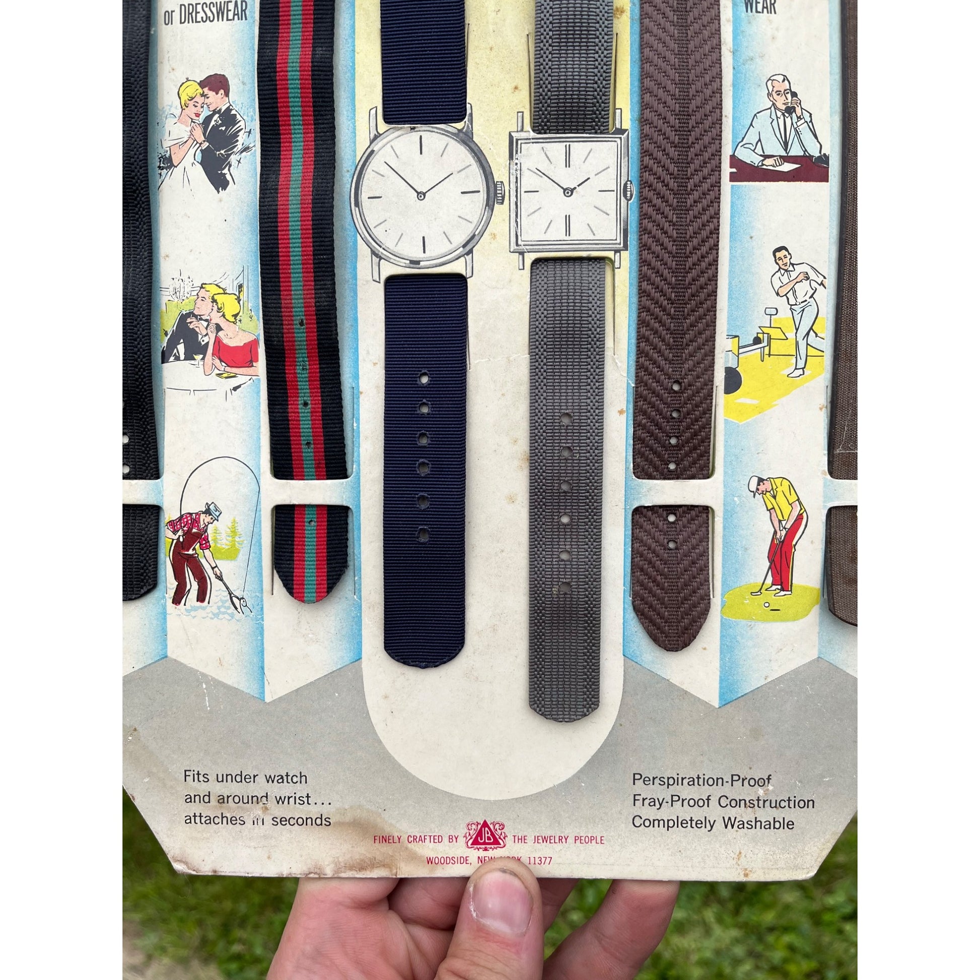 Vintage JB Wrist Watch Nylon Straps Store Display Advertising Sign Easelback