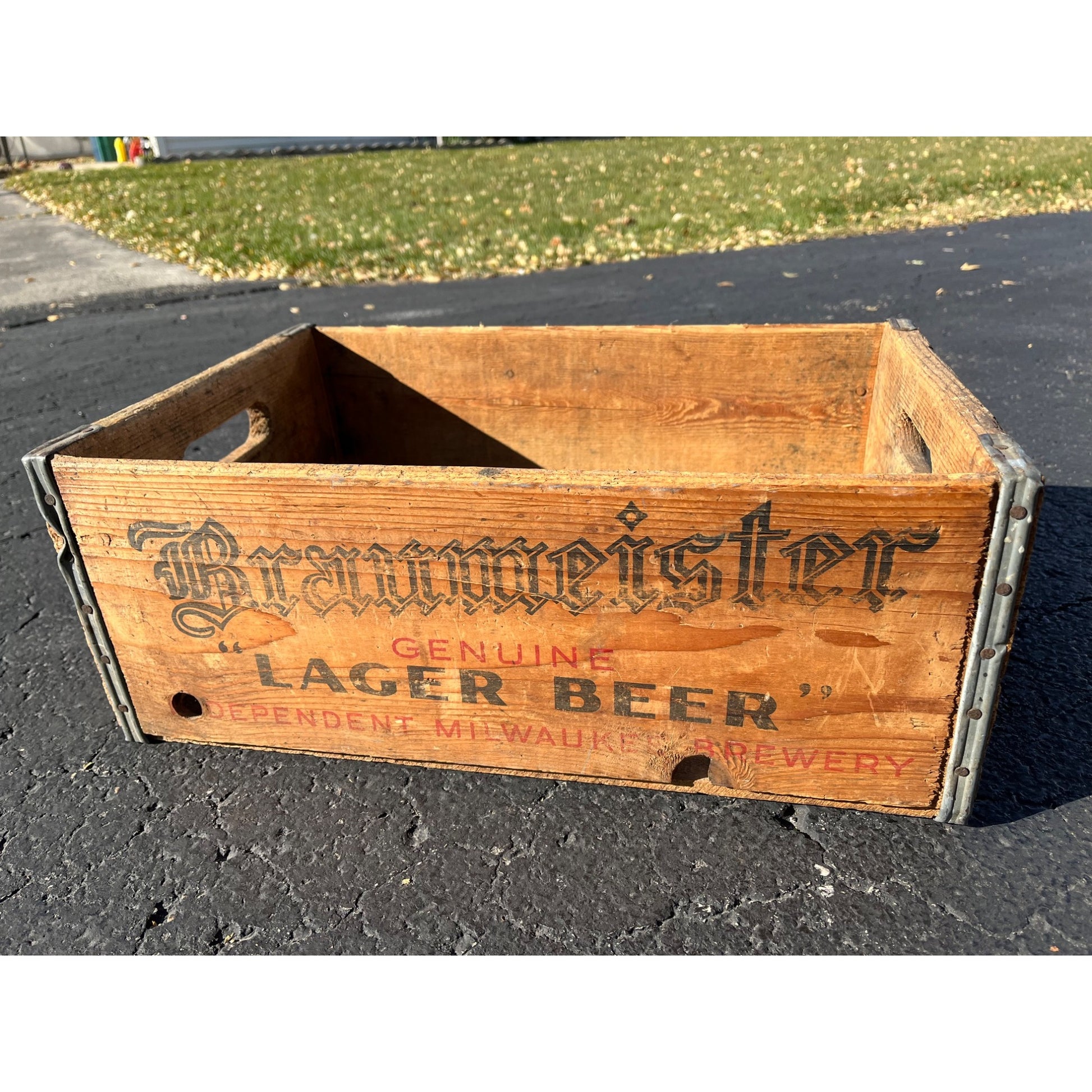 Vintage Braumeister Steine Beer Bottle Wooden Crate Case Box Milwaukee Wis